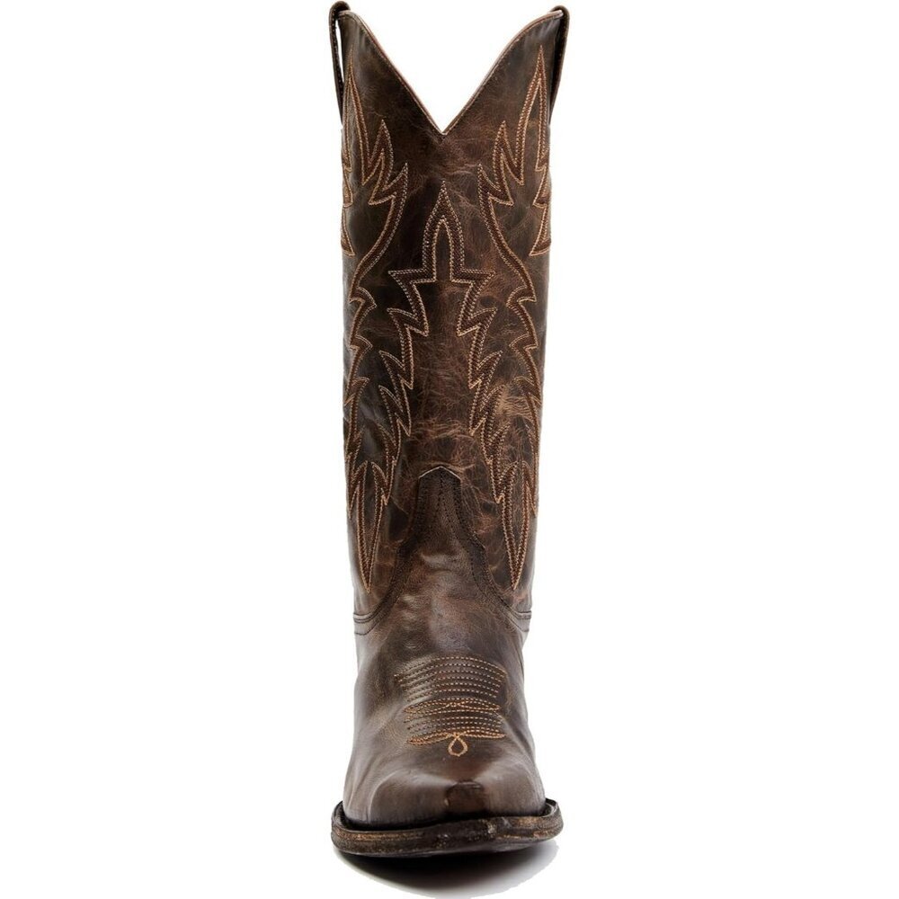 Women's Embroidered Chunky Heel Mid Calf Pointed Toe Cowgirl Boot Chocolate - Picture 5 of 6